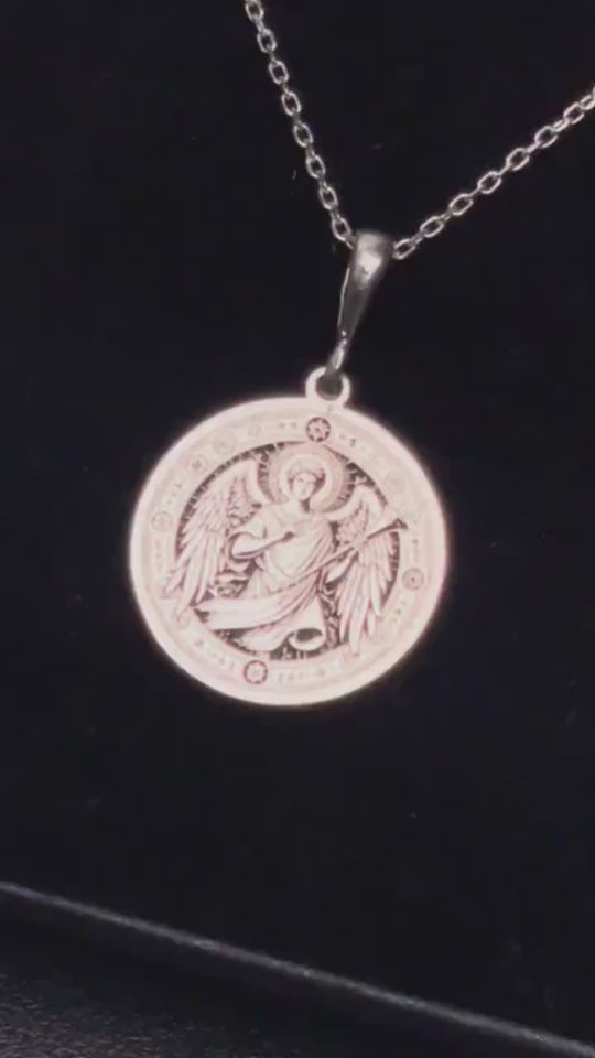 14k Solid Gold Archangel Gabriel Pendant: Spiritual Protection Necklace (Gold Plated)