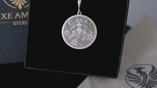 14k Solid Gold Lilith Gold Plated Necklace, Moon & Serpent Symbols (Feminine Power)